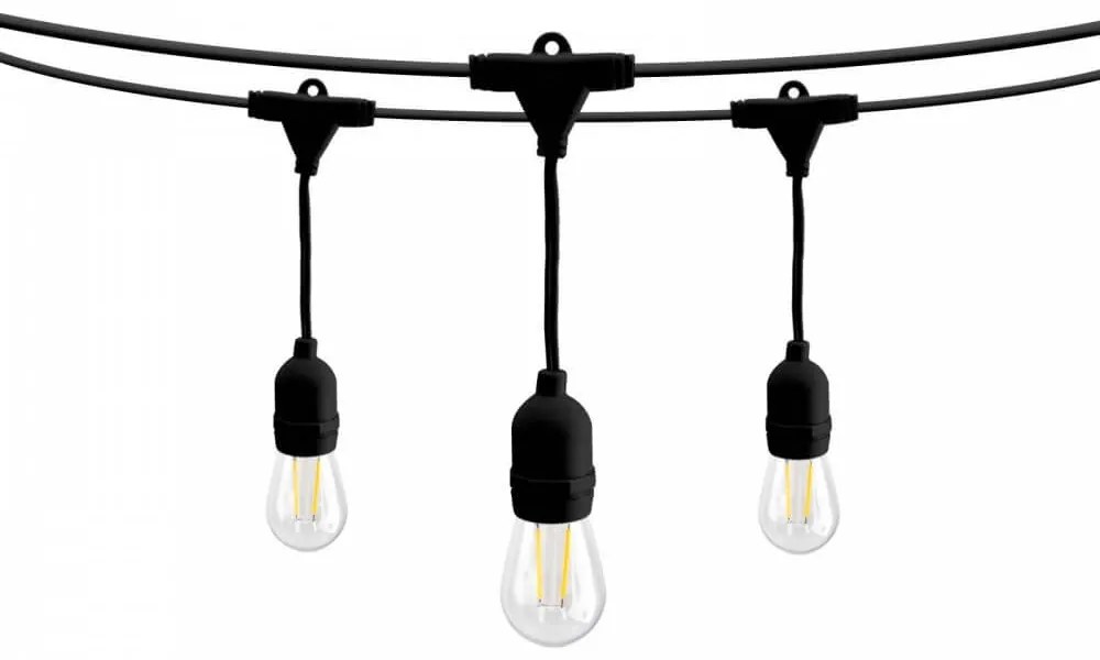Catenaria IP65 da 10m con 10 Portalampada E27 Nero Colore del corpo Nero