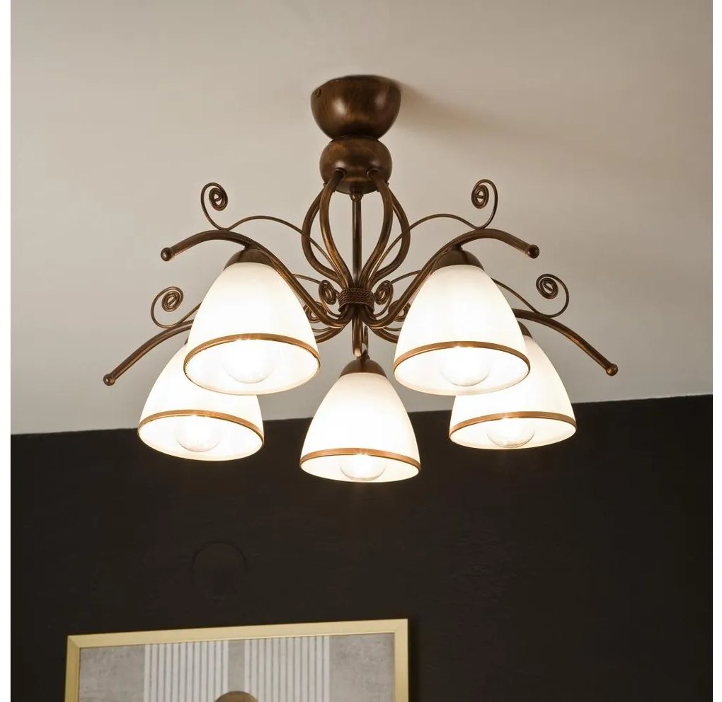 Lampadario a plafone RETRO 5xE27/60W/230V patina di bronzo