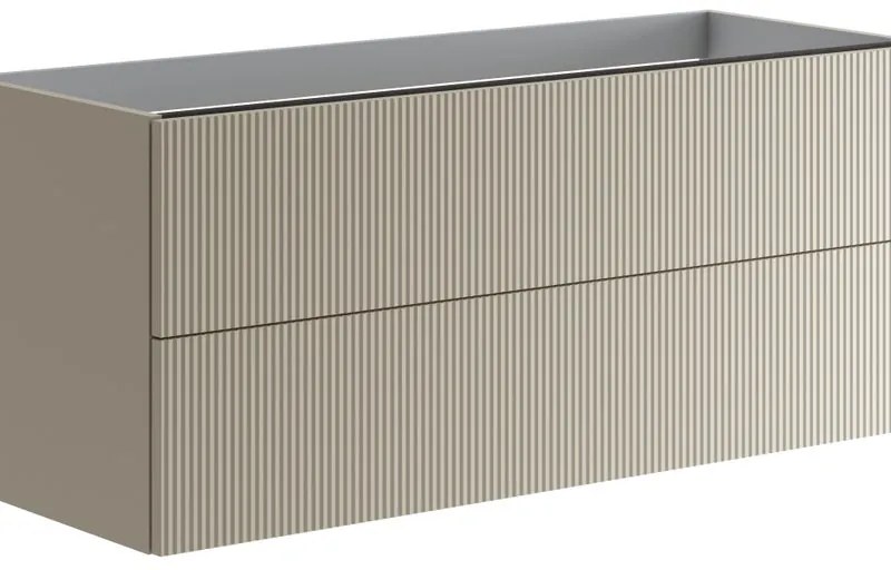 Mobile da bagno sospeso sotto lavabo Opera L 119.5 x H 50 x P 45.5 cm beige laccato opaco, 2 cassetti VISOBATH