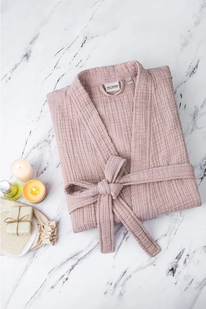 Accappatoio rosa in mussola S/M Kimono – Foutastic