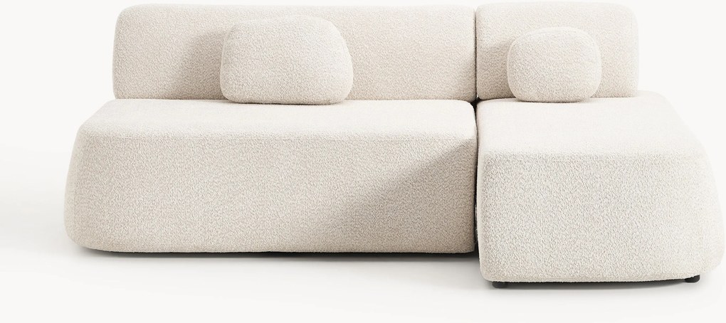Divano letto angolare 2 posti in teddy-bouclé Pao
