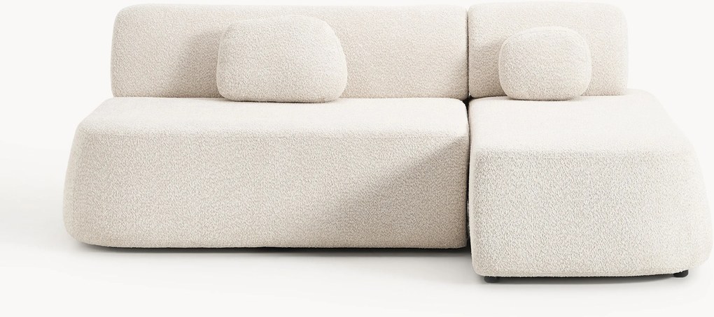 Divano letto angolare in teddy-bouclé con contenitore Pao