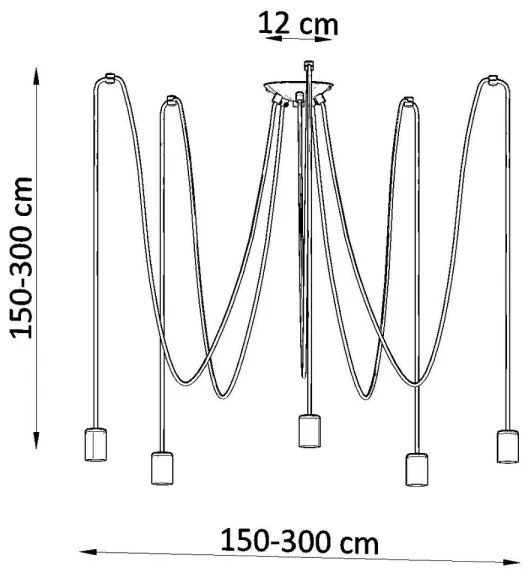 Sollux SL.0371 - Lampadario a sospensione con filo EDISON 5 5xE27/60W/230V ragno nero