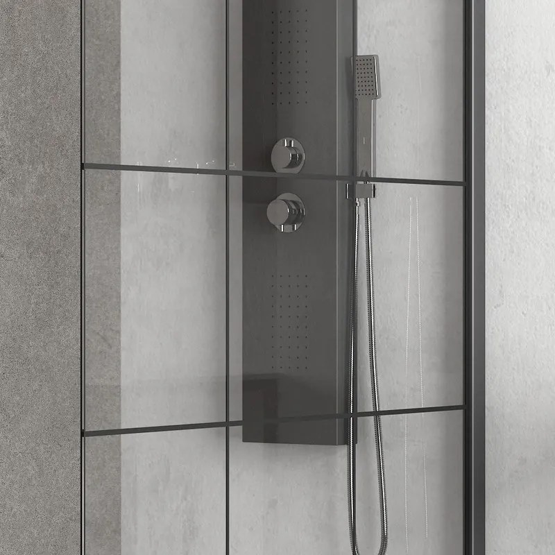 Box doccia walkin 80 cm con telaio nero NICO-W1000 - KAMALU