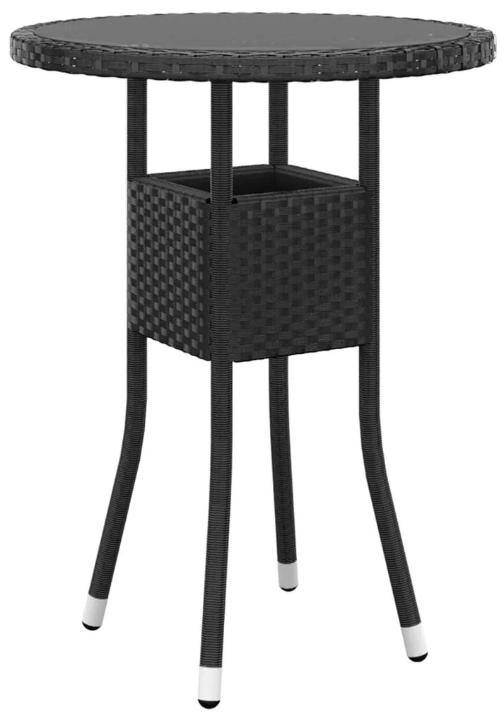 Set da Bistrot per Giardino 3 pz in Polyrattan Nero