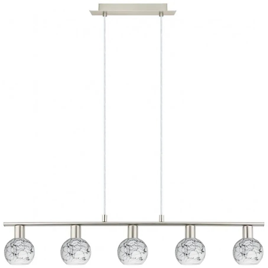 Eglo - Lampadario LED a sospensione con filo MY CHOICE 5xE14/4W/230V cromo/bianco/nero