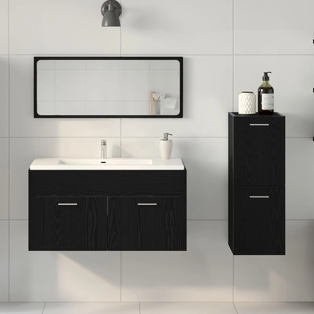 Set mobili da bagno set di 3 rovere nero