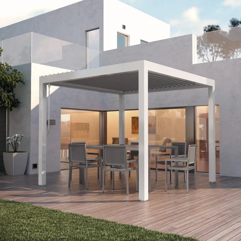 Pergola bioclimatica 296x300 cm in alluminio bianco - Spell