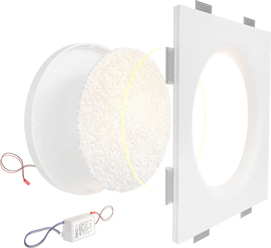 Lampada LED da incasso 175W Effetto Luna 60x60 cm in Gesso