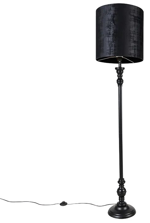 Lampada da terra classica nera con paralume nero 40 cm - Classico