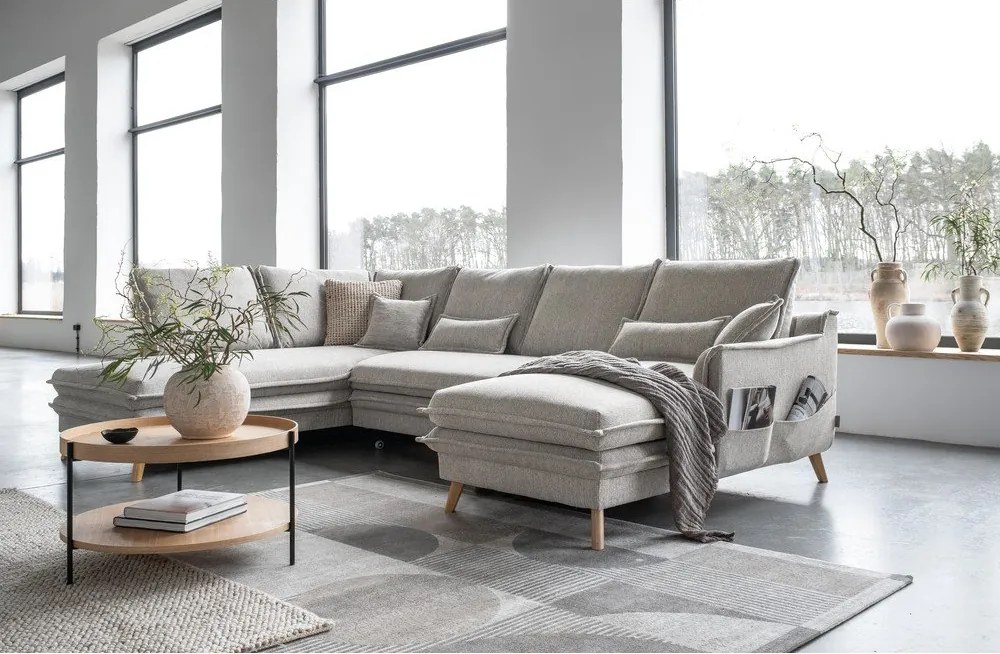 Divano letto angolare beige (angolo sinistro/"U") Charming Charlie - Miuform