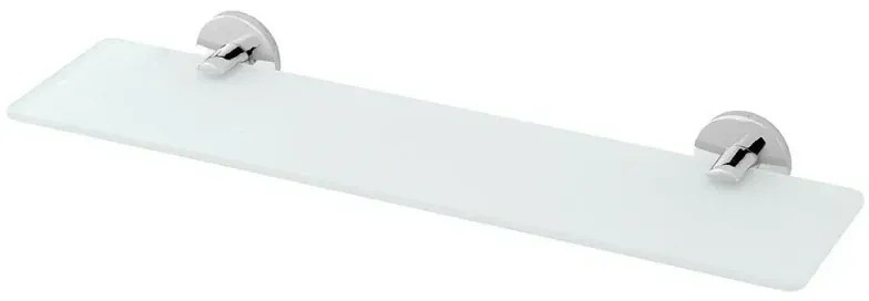 Mensola bagno a muro 50 cm in vetro satinato e acciaio cromato Bora