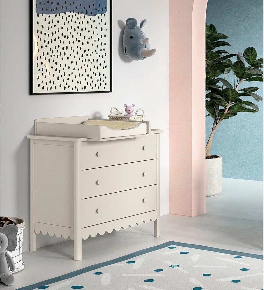 Cassettiera per bambini beige con fasciatoio 89x90x55 cm Swingo – Vipack