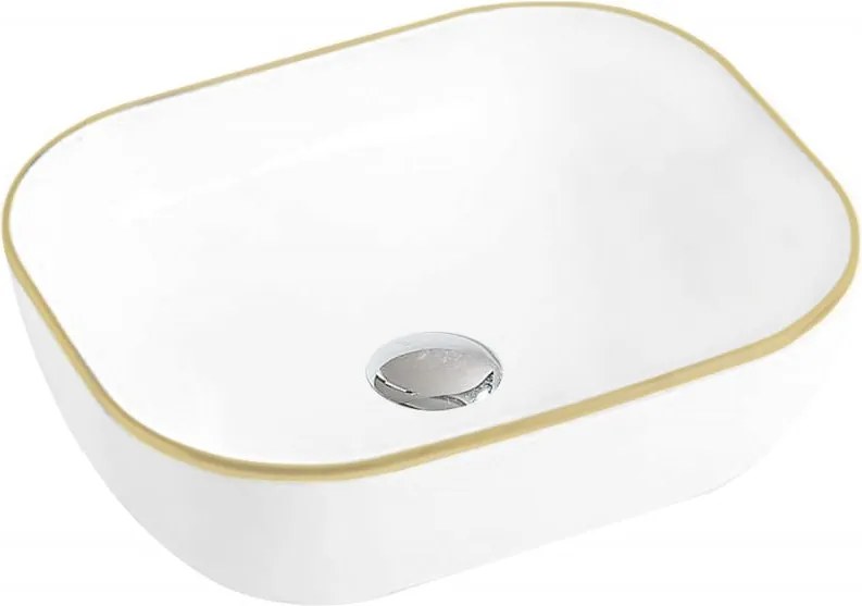 Mexen Mirabel lavabo da appoggio 50 x 40 cm, bianco/oro - 22115005
