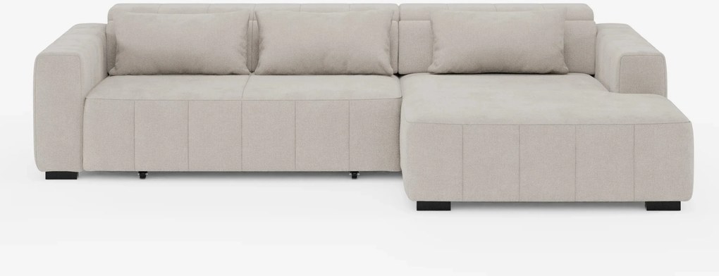 Doric Divano angolare con penisola e sedute allungabili con relax elettrico - poggiatesta reclinabili in tessuto smacchiabile T23