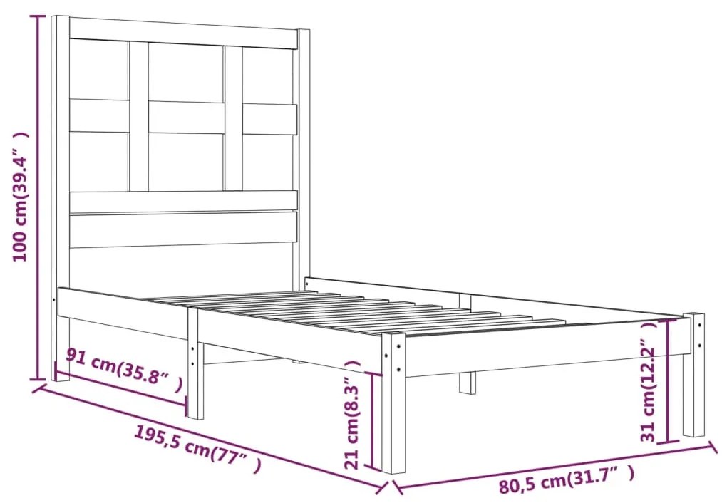 Giroletto in legno massello bianco 75x190 cm small single