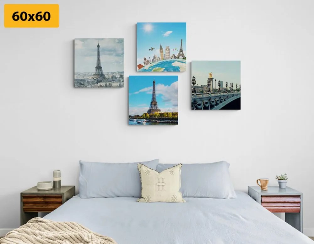 Set di quadri – Vista sulla Torre Eiffel a Parigi
