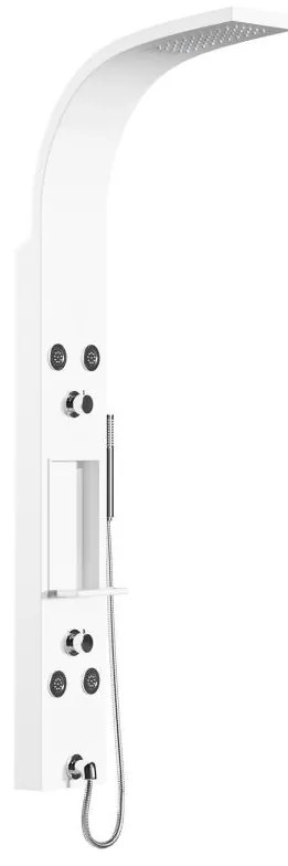Colonna doccia idromassaggio con ripiani 20 x 140 cm Bianco opaco  - ROANA
