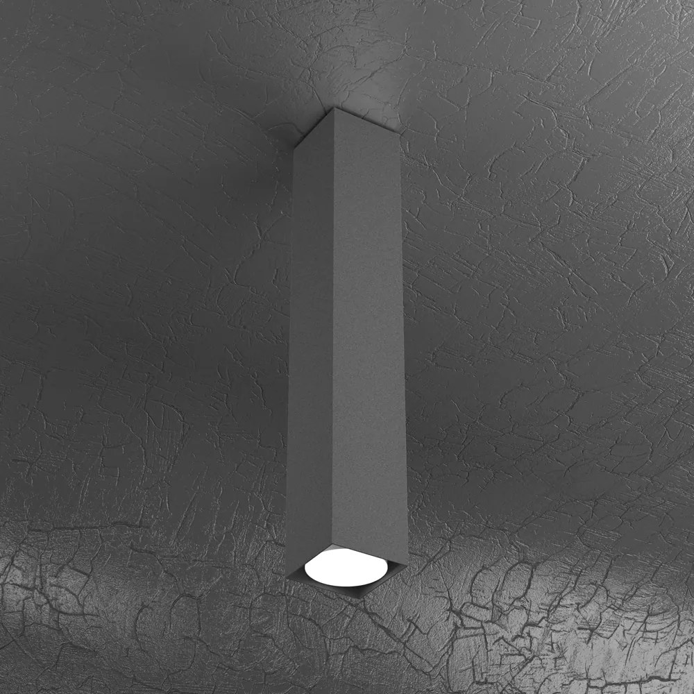 Plafoniera Moderna Cubica Plate Metallo Grigio Antracite 1 Luce Gx53