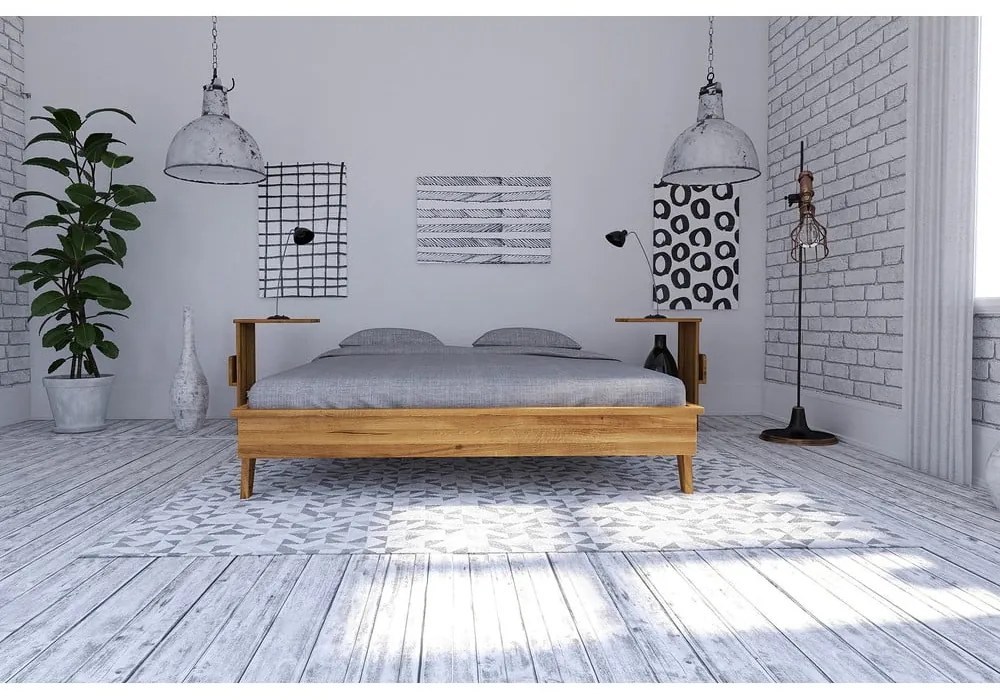 Letto matrimoniale in rovere 140x200 cm Retro - The Beds