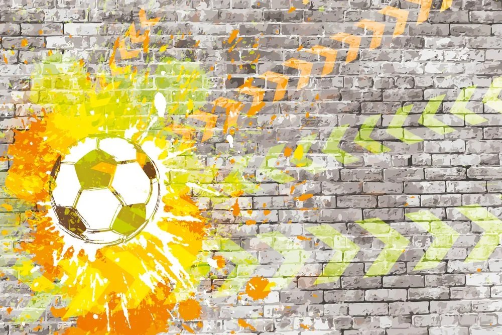 Carta da parati – Pallone da Calcio su Muro di Mattoni