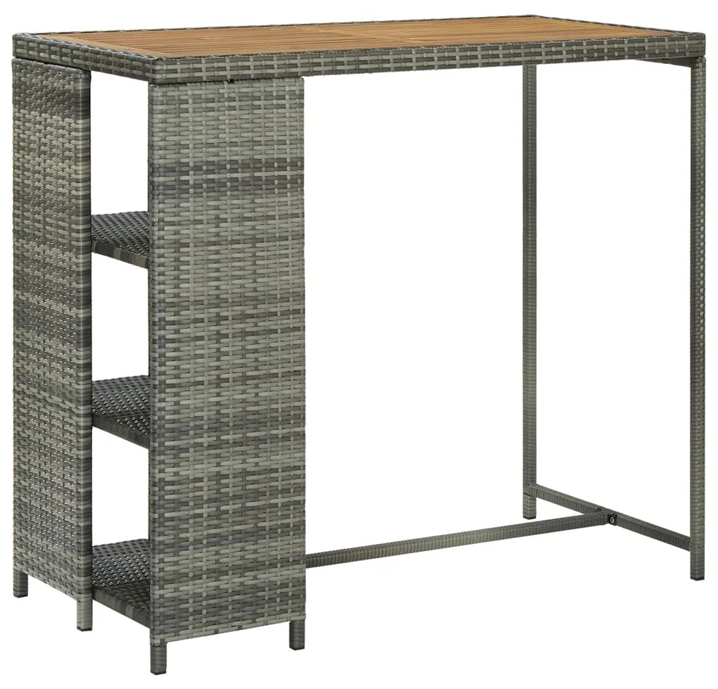 Tavolo Da Bar Con Ripiani Grigio 120x60x110 Cm İn Polyrattan /