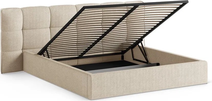 Letto matrimoniale imbottito beige con contenitore con rete inclusa 140x200 cm Eric – Micadoni