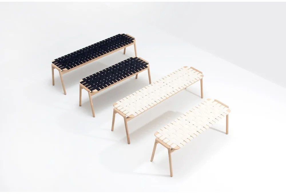 Panchina in colore bianco e naturale Klupa - Gazzda