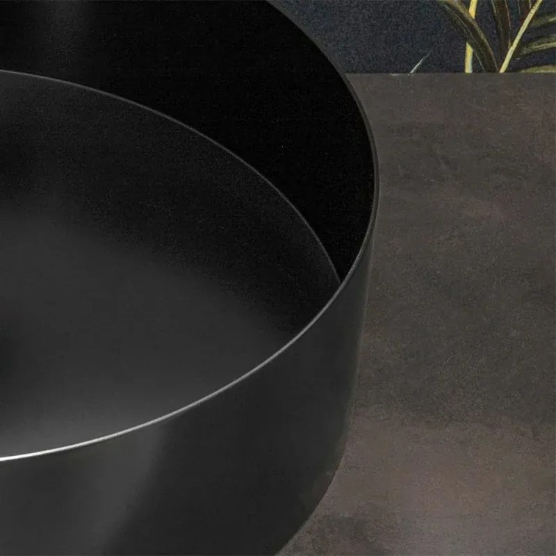 Lavabo da appoggio tondo 40 cm in acciaio inox nero opaco Goya