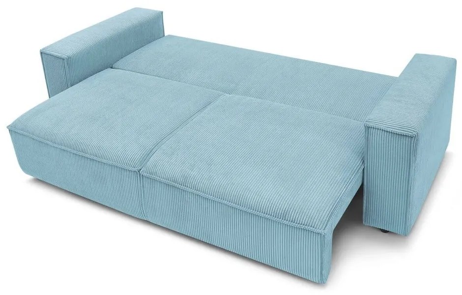 Divano letto in velluto a coste azzurro 245 cm Nihad - Bobochic Paris