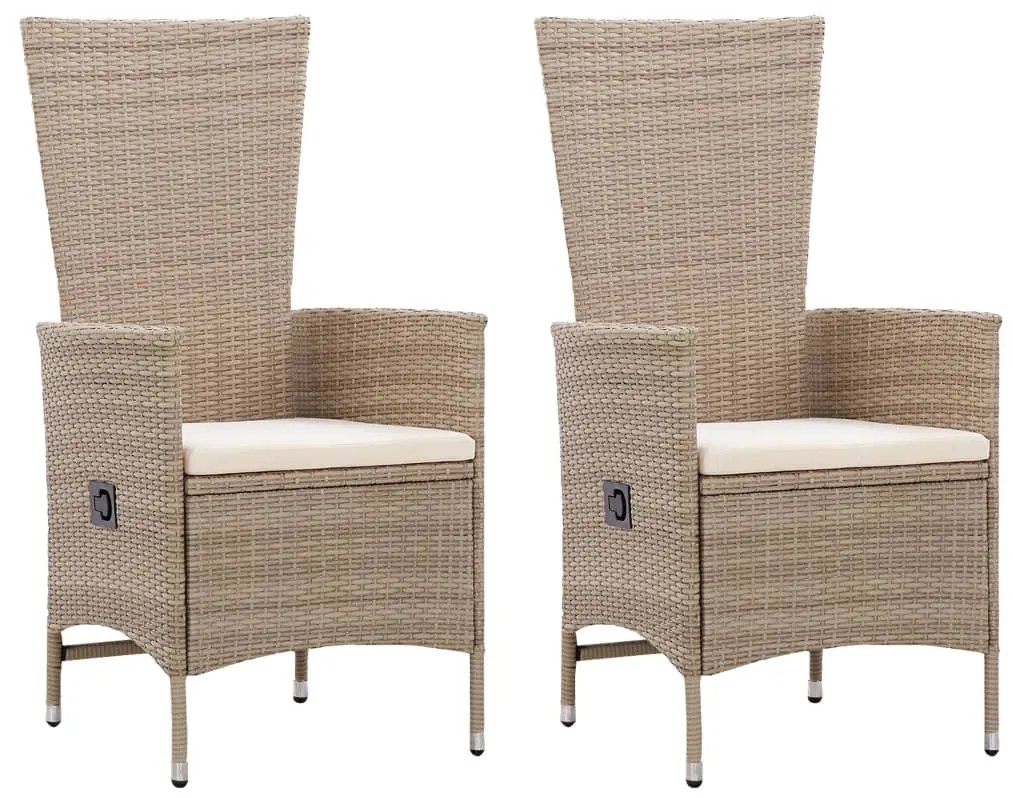 Sedie da esterno 2 pz con cuscini in polyrattan beige