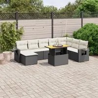 Set Divani da Giardino 9 pz con Cuscini Nero in Polyrattancod mxl 112902