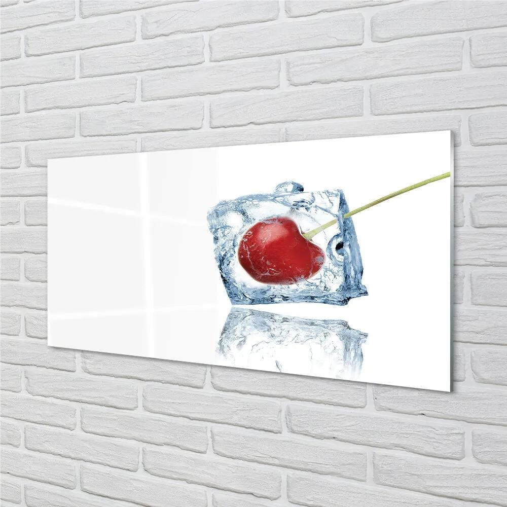 Quadro in vetro Cubetto di ghiaccio alla ciliegia 100x50 cm