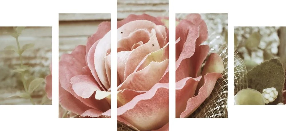 Quadri 5 pezzi – Rosa vintage elegante