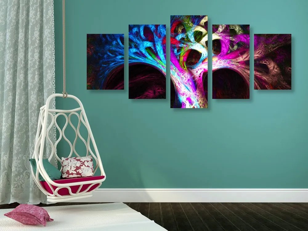 Quadri 5 pezzi – Albero astratto misterioso