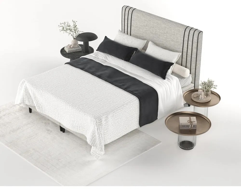 Letto matrimoniale imbottito grigio chiaro con contenitore 200x200 cm Musca - Maison de Rêve