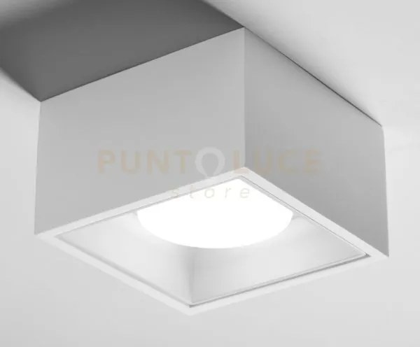 Nasso soffitto 1 luce  attacco gx53 quadrata bianca in gesso e allu...