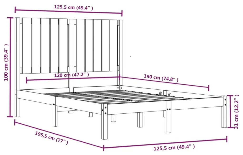 Giroletto in Legno Massello 120x190 cm Small Double