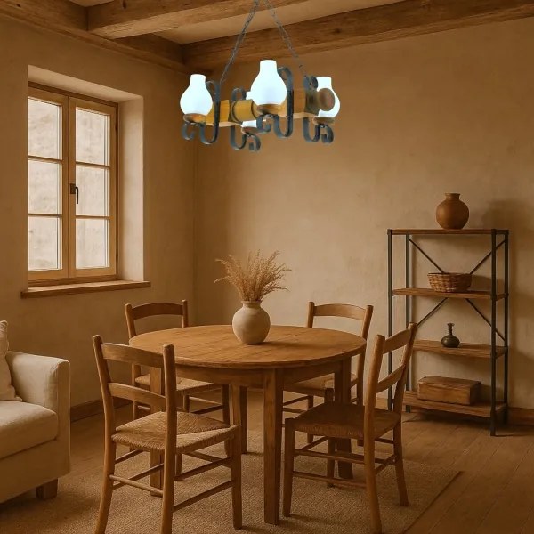 Brilagi - Lampadario a sospensione con catena RUSTIC 4xE14/40W/230V faggio