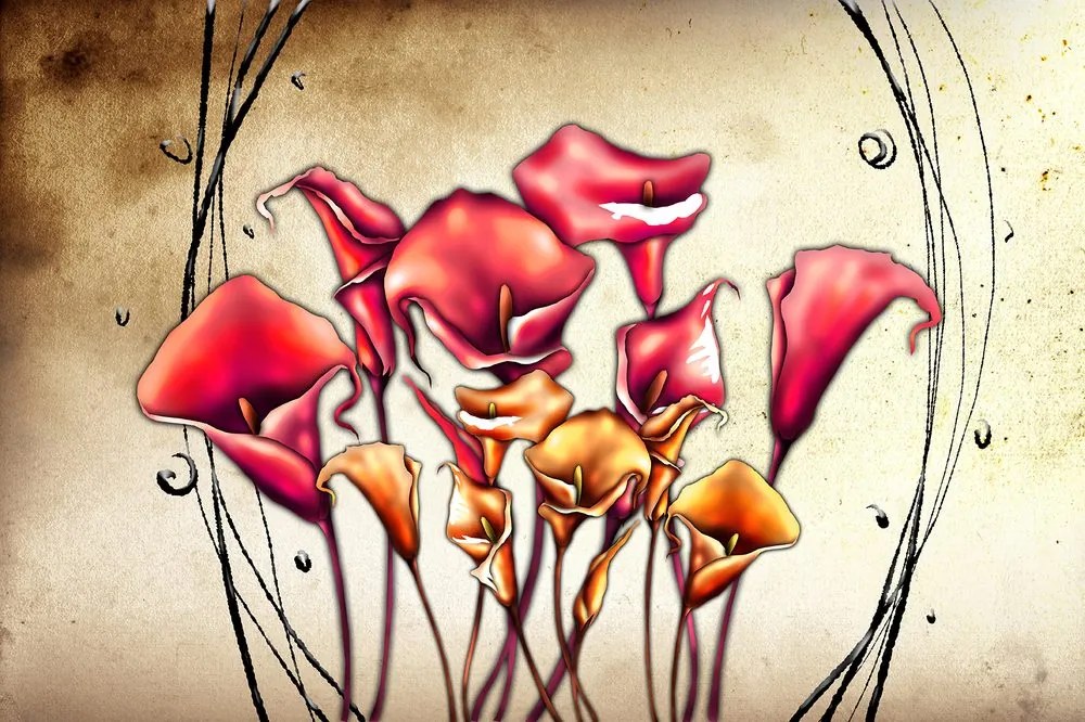 Carta da parati – Fiori rossi di calla