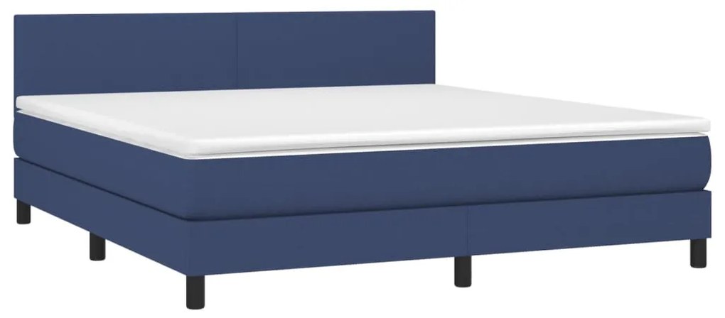 Letto a molle con materasso e led blu 160x200 cm in tessuto