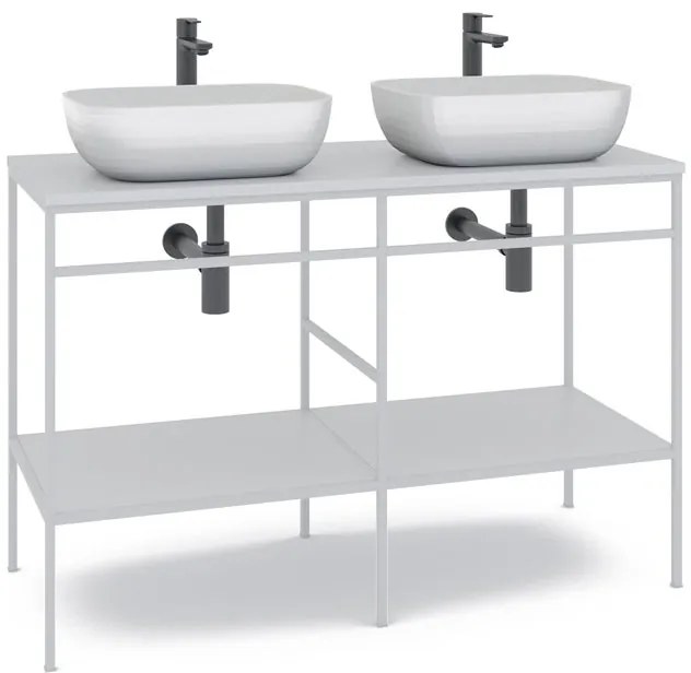 Mobile bagno con lavabo L 120 x H 92 x P 45.5 cm bianco per doppia vasca Outline