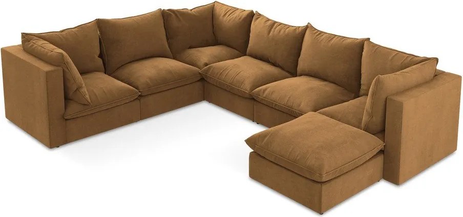 Divano angolare color terracotta (con penisola a sinistra/a U) Manao – Makamii