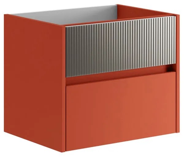 Mobile da bagno sotto lavabo Niwa paprika frontale in vetro grigio carbone laccato opaco L 59.5 x H 50 x P 45.5 cm 2 cassetti, lavabo non incluso