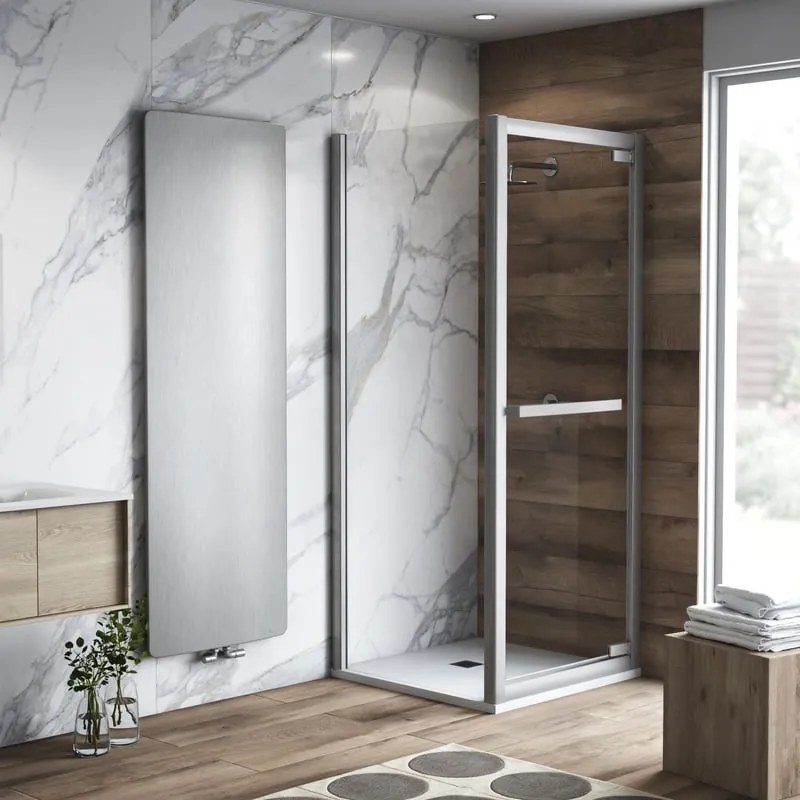 Box doccia con ingresso frontale battente Namara L 80 x H 195 cm, vetro 8 mm vetro senza finitura / trasparente profilo argento cromato