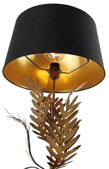 Lampada da tavolo oro paralume in cotone nero 40 cm - BOTANICA