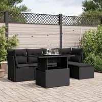 Set Divano da Giardino 6 pz con Cuscini Nero in Polyrattan 3266545