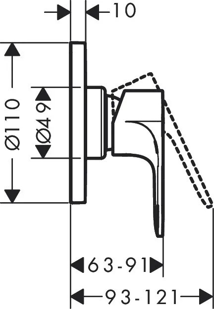 Miscelatore Monocomando Doccia con corpo ad incasso a muro Cromo Hansgrohe Rebris S 72648000