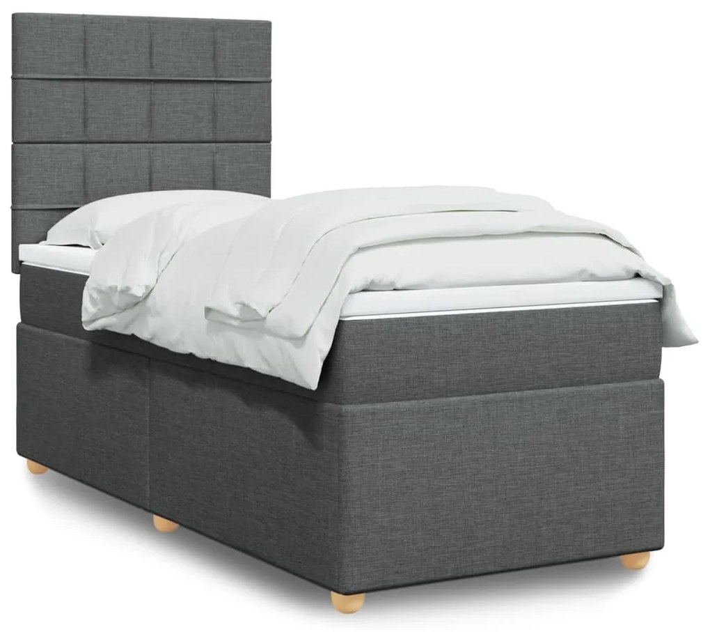 Giroletto A Molle Con Materasso Grigio Scuro 90x200 Cm Tessuto /