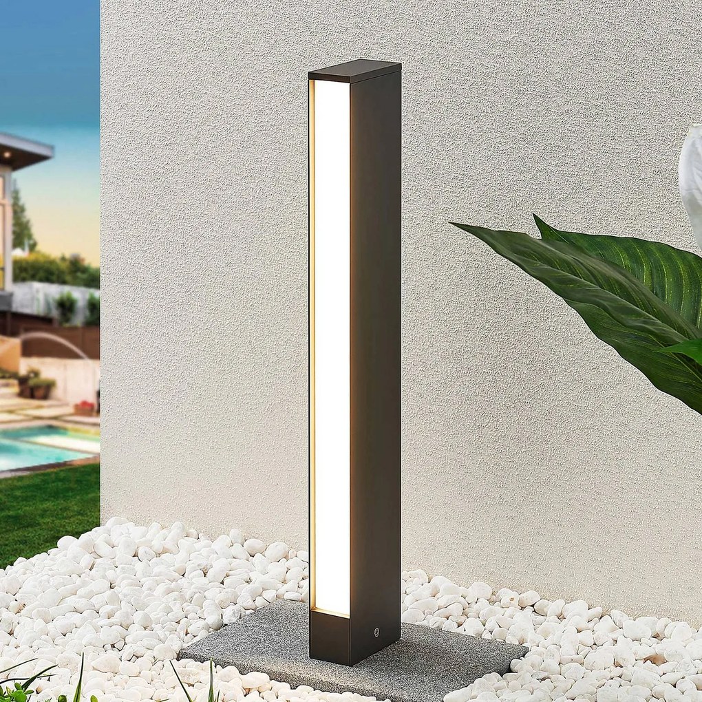 Lucande Lampione a LED Lirka, grigio scuro, metallo, 60 cm